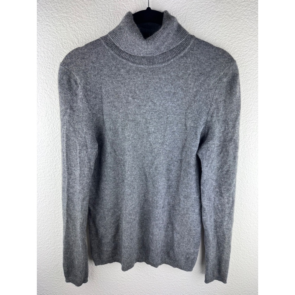 Charter Club 100% Cashmere Turtleneck Sweater Grey Womens Size S Preppy‎ luxury